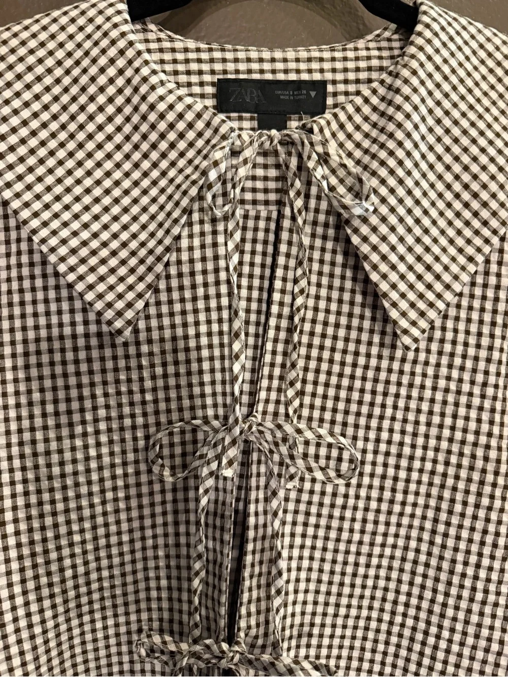 Zara BIB COLLAR GINGHAM SHIRT